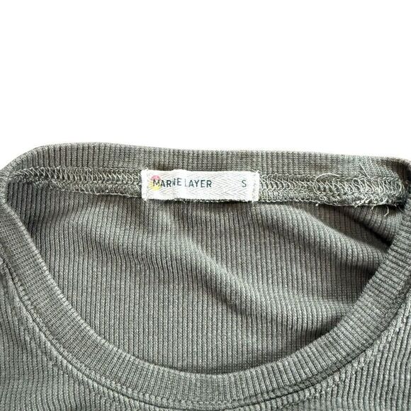 Marine Layer Lexi Rib Twist Front Top Tee Dusty Olive Small - Picture 4 of 6